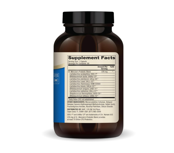 Dr. Mercola Non GMO 70 Billion CFU Probiotic , 90 capsulas