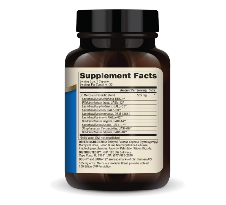 Dr. Mercola Probióticos completos Suplemento dietético de 100 billion , 30 capsulas