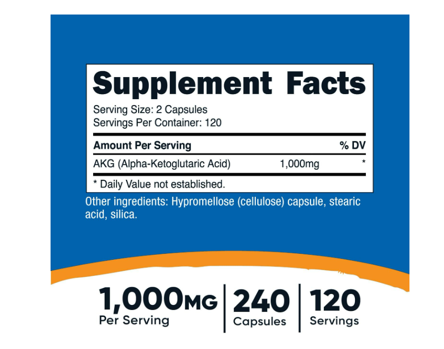 Nutricost AKG 1,000mg - 240 capsulas