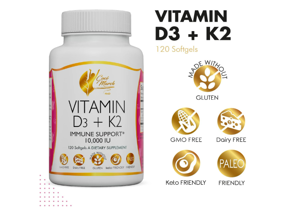 Vitamina D3 + K2 10,000 IU - 120 capsulas