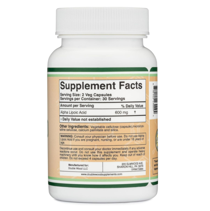 Alpha Lipoic acid 600mg , 60 capsulas - Double Wood