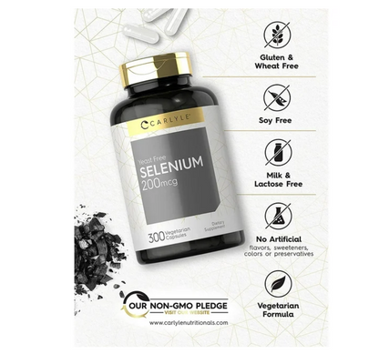 CARLYLE Selenium | 200mcg | 300 Capsules | Vegetarian Formula