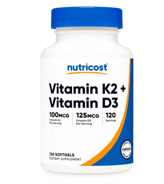 Nutricost Vit K2 (MK7) (100 mcg) + VitD3 (5000 UI) ,120 cápsulas