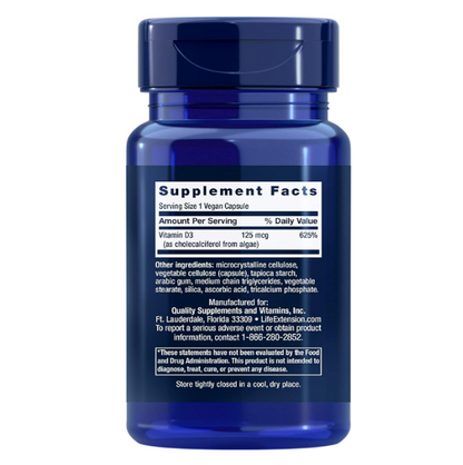 Life Extension vegan vitamina D3 125mcg , 60 capsulas