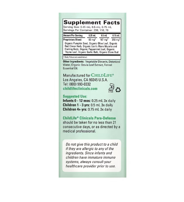 ChildLife Clinicals, Para-Defense, Microbioma intestinal saludable, 2 fl oz (59 ml)