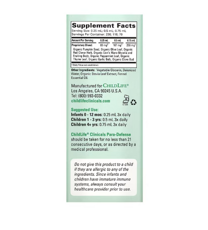 ChildLife Clinicals, Para-Defense, Microbioma intestinal saludable, 2 fl oz (59 ml)