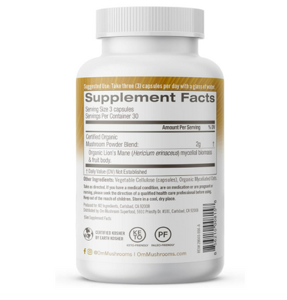 Om Mushroom  2000mg Superfood , Melena de Leon - 90 capsulas