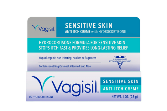 Crema vaginal antipicazón Vagisil, máxima potencia, piel sensible- 1 oz.(28gr)
