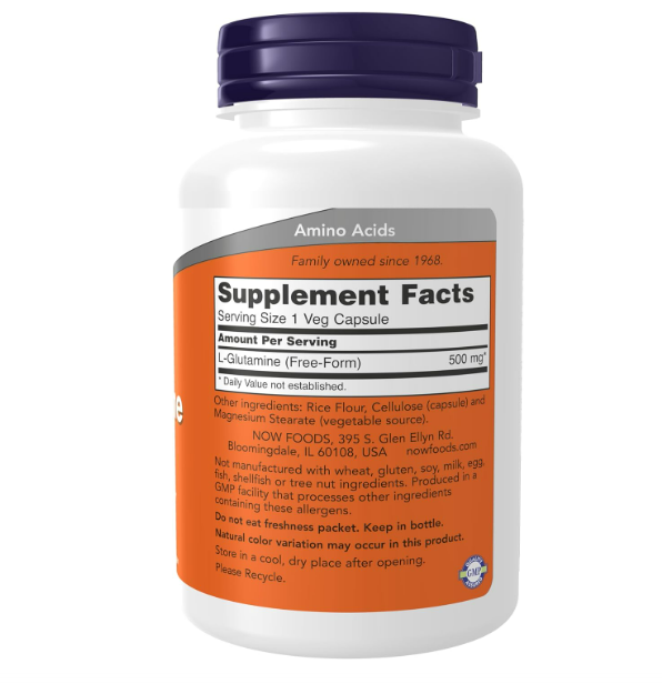L-Glutamine 500mg , 120 capsulas vegetables - Now