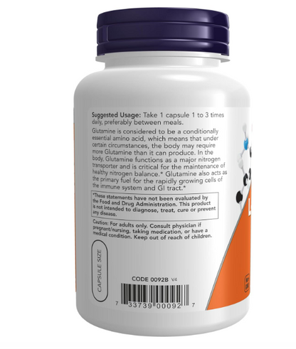 L-Glutamine 500mg , 120 capsulas vegetables - Now