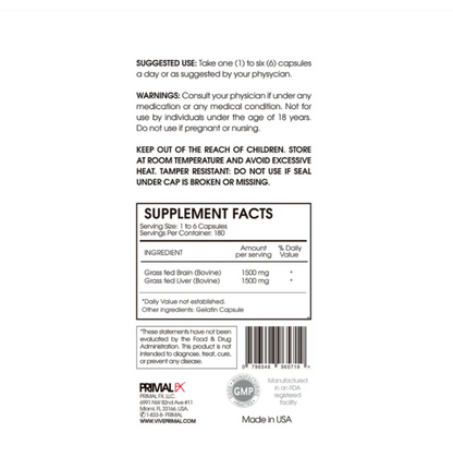 Brain 180 capsulas - PrimalFx