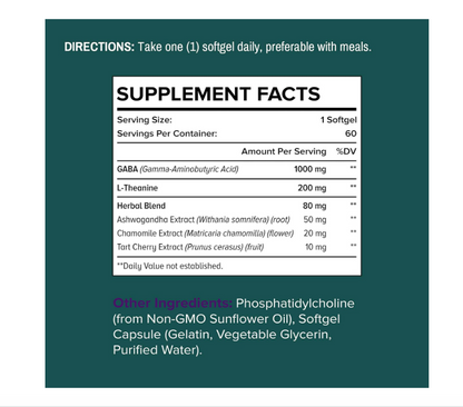 ChritBubble - GABA de 1000 mg con L-teanina de 200 mg , 60 capsulas