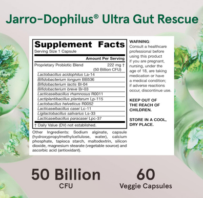 Jarrow Formulas Jarro-Dophilus Ultra Gut Rescue - 50 mil millones de CFU , 60 capsulas