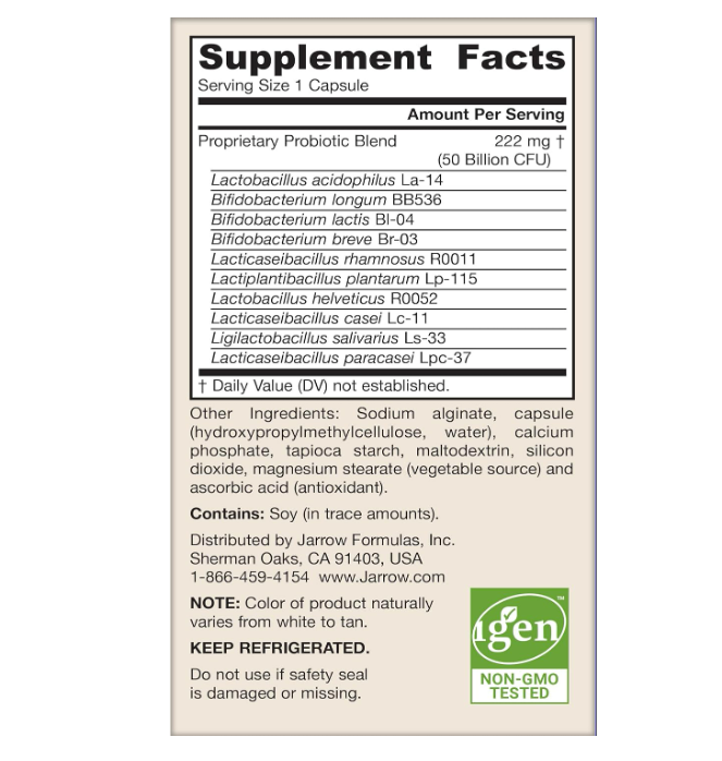 Jarrow Formulas Jarro-Dophilus Ultra Gut Rescue - 50 mil millones de CFU , 60 capsulas
