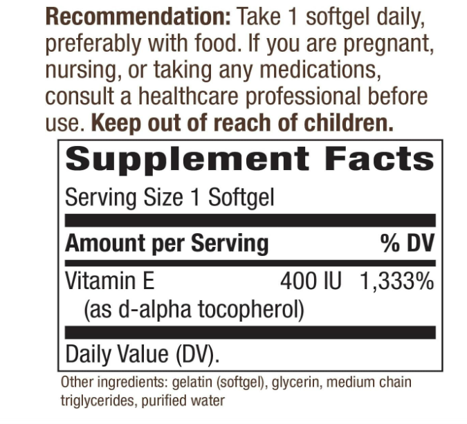 Nature's Way Vitamina E, 100 cápsulas blandas