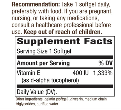 Nature's Way Vitamina E, 100 cápsulas blandas