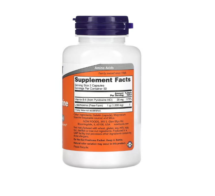 L-Methionine 500mg , 100 capsulas -Now