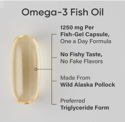 Sports Research , Omega - 3 Fish oil 1250mg fish oil / 1040mg omega 3 , 240 capsulas
