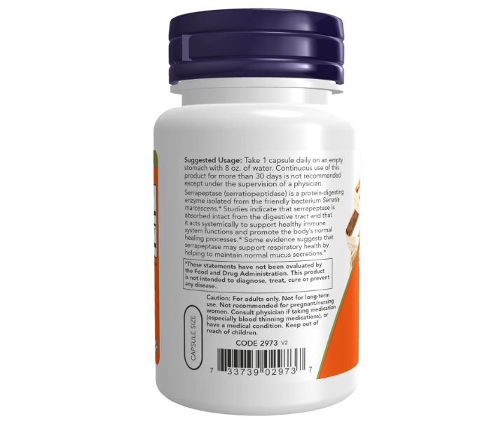Now - Serrapeptase 60,000mg unidades de actividad , 60 capsulas vegetarianas