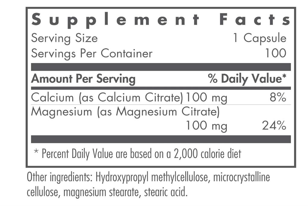 NutriCology - Calcium , Magnesium Citrate 100mg - 100 capsulas vegetables