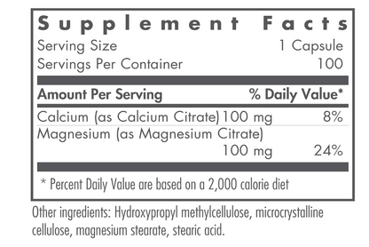 NutriCology - Calcium , Magnesium Citrate 100mg - 100 capsulas vegetables