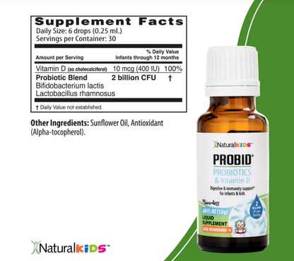 PROBID® | Probióticos y Vitamina D para Bebés y Niños  (12g)