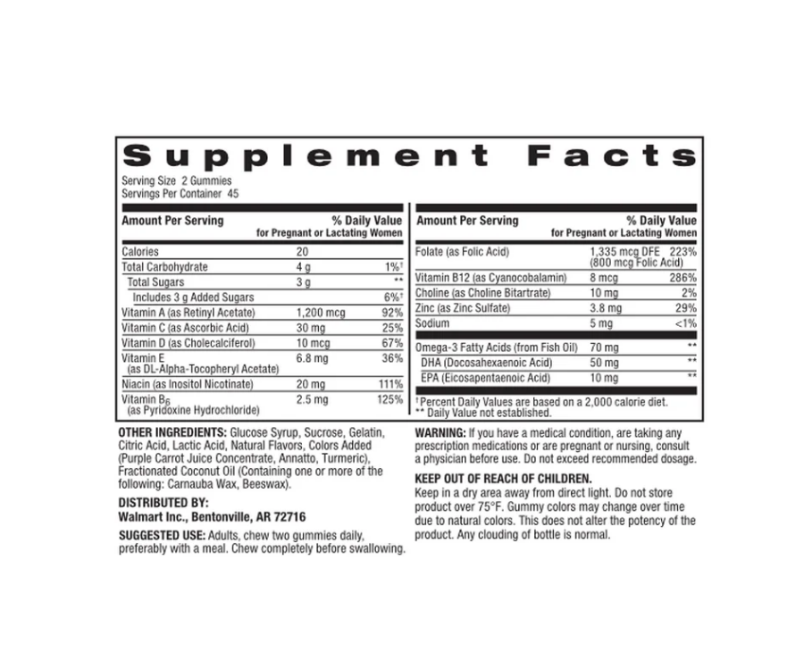 Spring Valley - Prenatal multivitaminico DHA y Acido Folico , 90 gummies