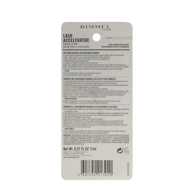 Rimmel Suero Acelerador de Pestañas Transparente, 0,37 oz