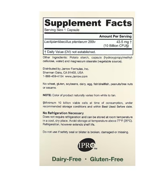 Jarrow Formulas, Vegan Ideal Bowel Support, 10 Billion CFU, 30 capsulas vegetarianas