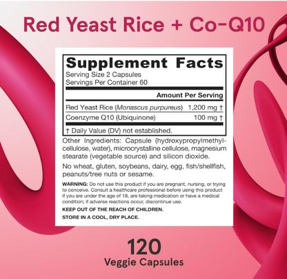 Jarrow Formulas Red Yeast Rice 1200 mg & Co-Q10 100 mg - 120 capsulas