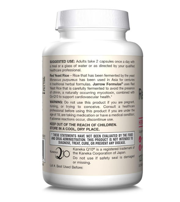Jarrow Formulas Red Yeast Rice 1200 mg & Co-Q10 100 mg - 120 capsulas