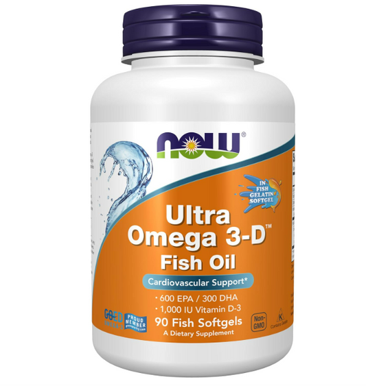 Now Ultra Omega 3- D fish oil 600EPA/300DHA (1000IU D3) - 90 capsulas