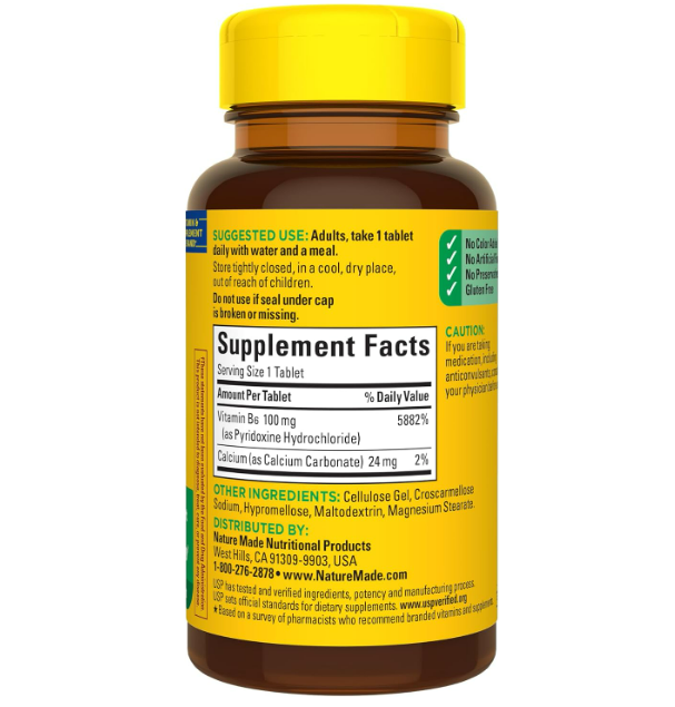 Nature Made - Vitamina B6 de 100 mg, 100 tabletas