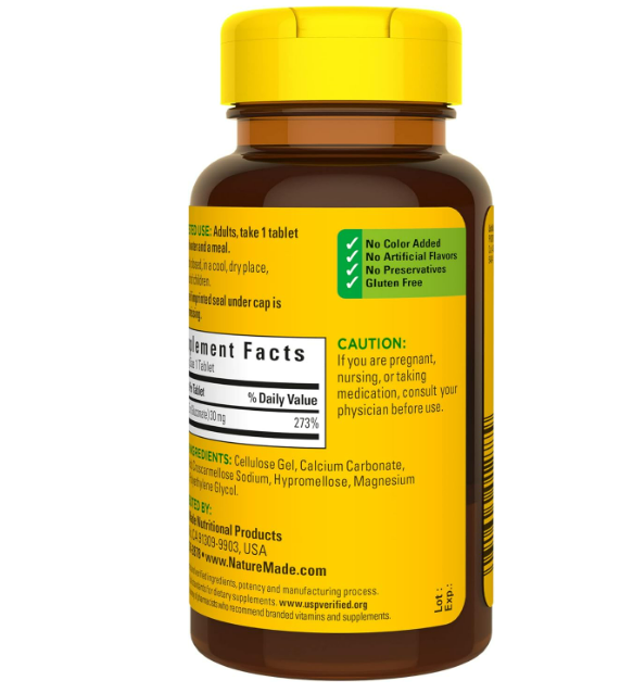 Nature Made  vitamina Zinc 30 mg - 100 tabletas