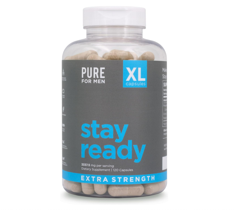 Pure for Men Suplemento extra fuerte de fibra Stay Ready , 120 capsulas