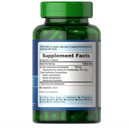Puritans Pride - Soy Isoflavonas de soja sin OMG 750 mg , 120 cápsulas de liberación rápida
