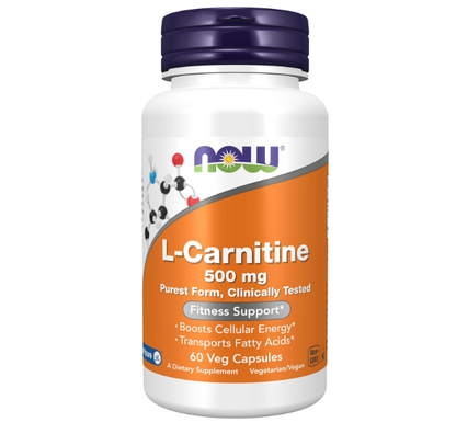 NOW L-carnitina 500 mg , 60 capsulas vegetarianas – Beauty Store Peru