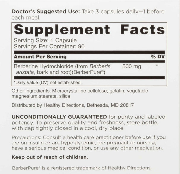 Doctors' Preferred Berberine Cápsulas de Grado Clínico, 105 Unidades