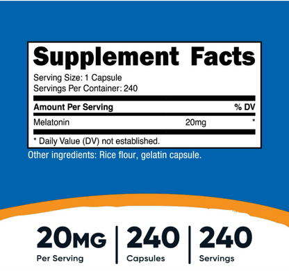 Nutricost - Melatonina 20mg , 240 Capsulas