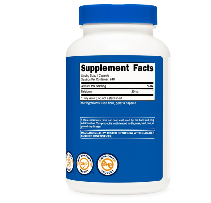 Nutricost - Melatonina 20mg , 240 Capsulas