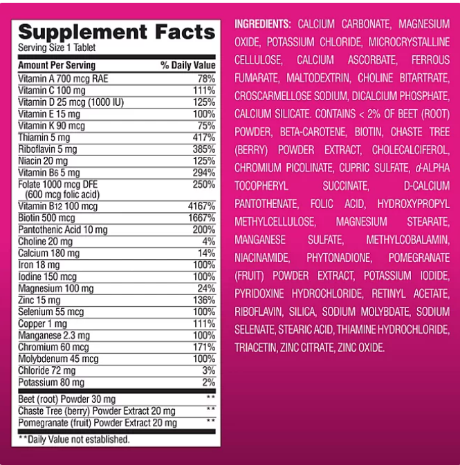 Member's Mark Women`s Daily Multivitamin 275 Tabletas