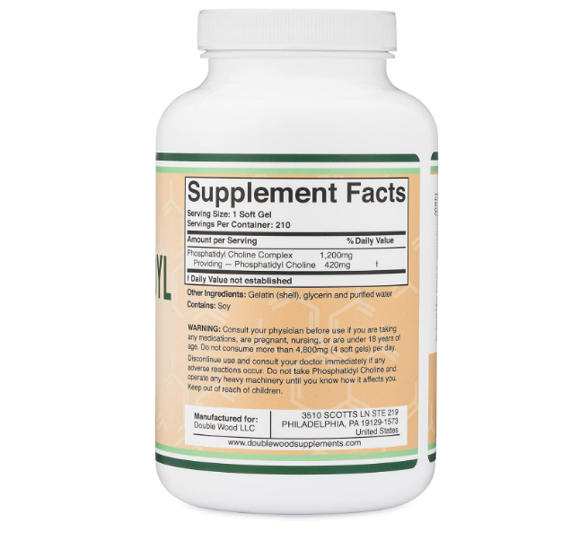 Double Wood , Phosphatidyl Cholina 1200mg (Fosfatidilcolina) - 210 capsulas
