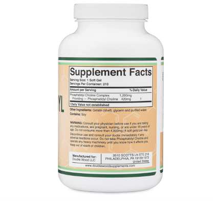 Double Wood , Phosphatidyl Cholina 1200mg (Fosfatidilcolina) - 210 capsulas