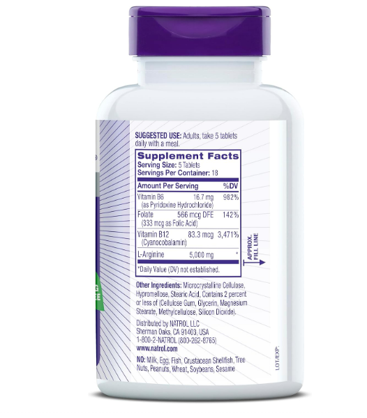 Natrol , L-Arginine 5000mg , mens health - 90 tabletas