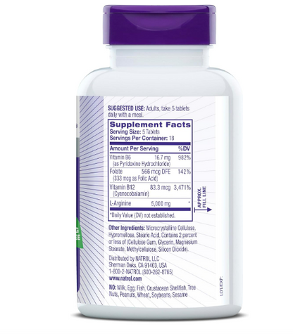 Natrol , L-Arginine 5000mg , mens health - 90 tabletas