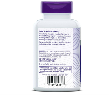 Natrol , L-Arginine 5000mg , mens health - 90 tabletas