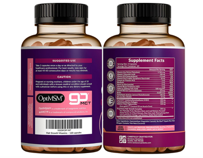 Rainbown Nutrients - Hair Growth, biotin 10,000mcg-collagen-optimsm , 120 capsulas (Copia)