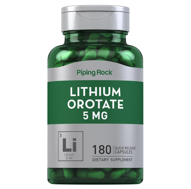 Piping Rock Orotato de litio 5mg | 180 cápsulas