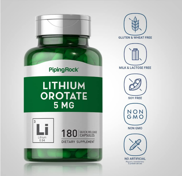 Piping Rock Orotato de litio 5mg | 180 cápsulas