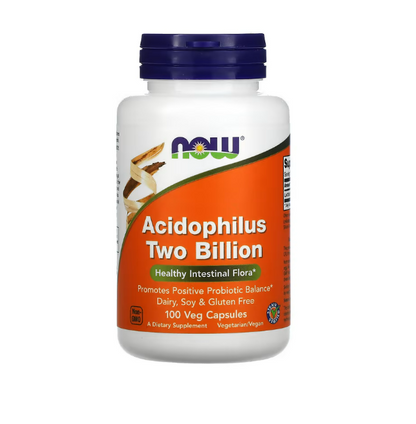 NOW, Acidophilus - Two Billion, 100 capsulas vegetarianas